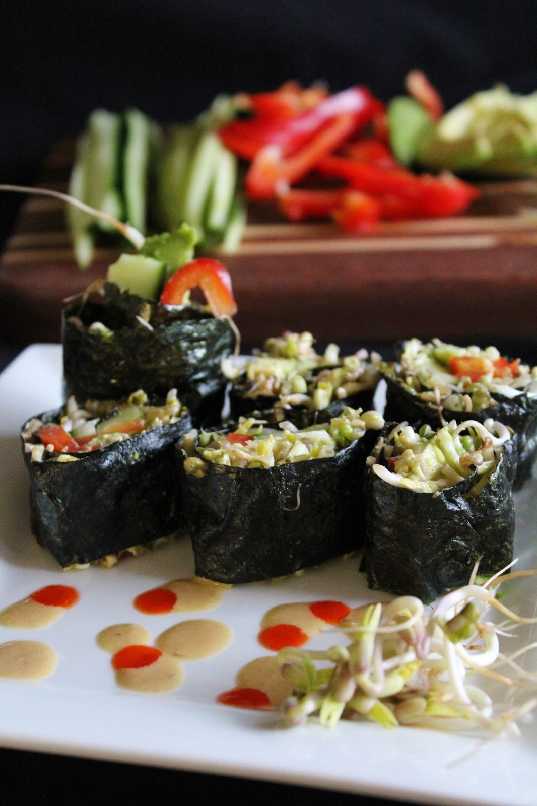 This Rawsome Vegan Life: sushi with sprouts & tahini miso ginger sauce