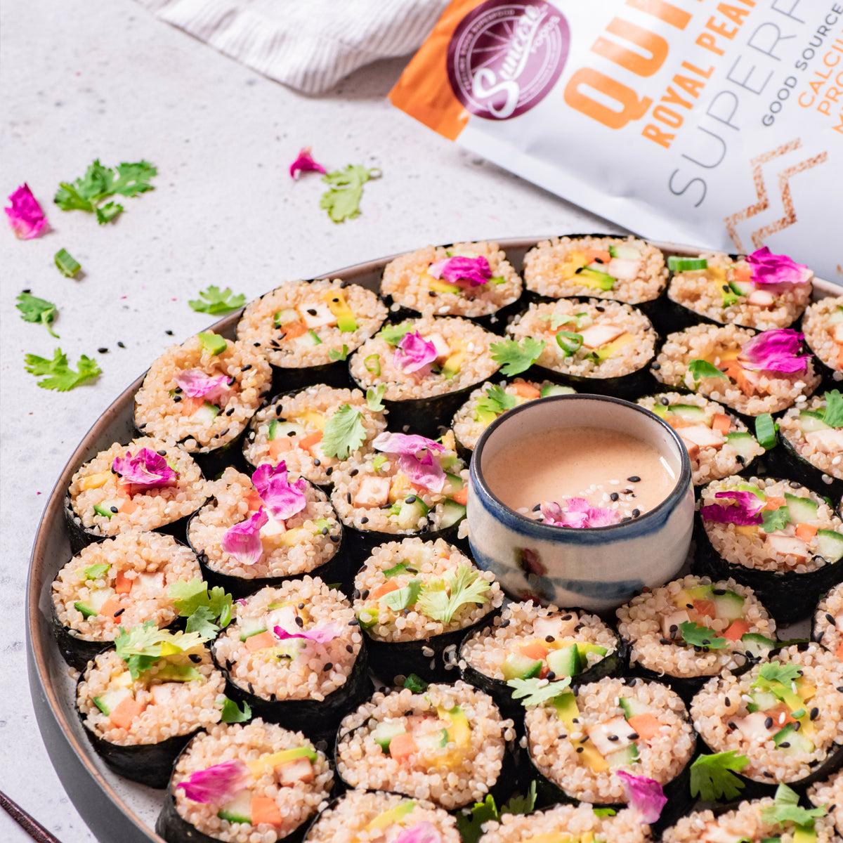 Quinoa Sushi with Miso Tahini Dressing – Suncore Foods Inc.