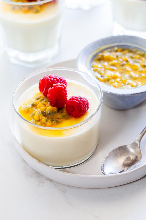 Vanilla Panna Cotta with fresh passion fruit - Simply Delicious