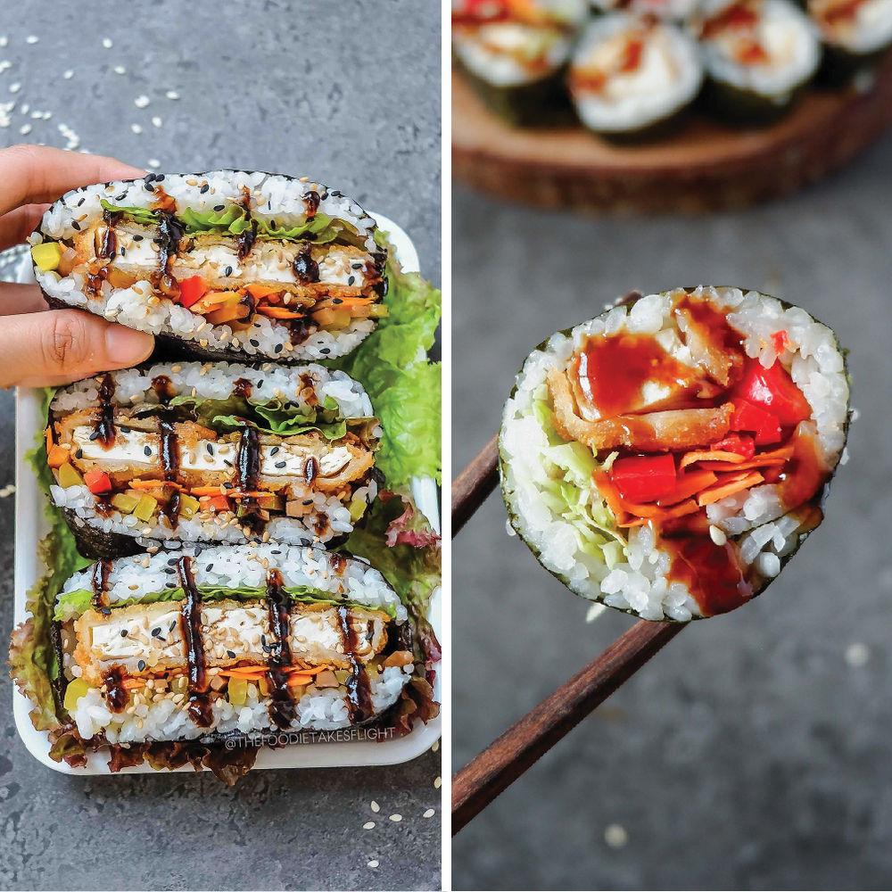 Vegan Tofu “Katsu” Sushi Sandwiches (Onigirazu) and Rolls