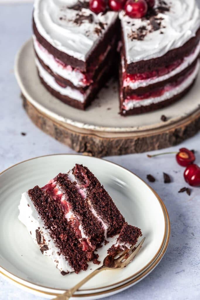 Vegan Black Forest Naked Cake - Vibrant plate