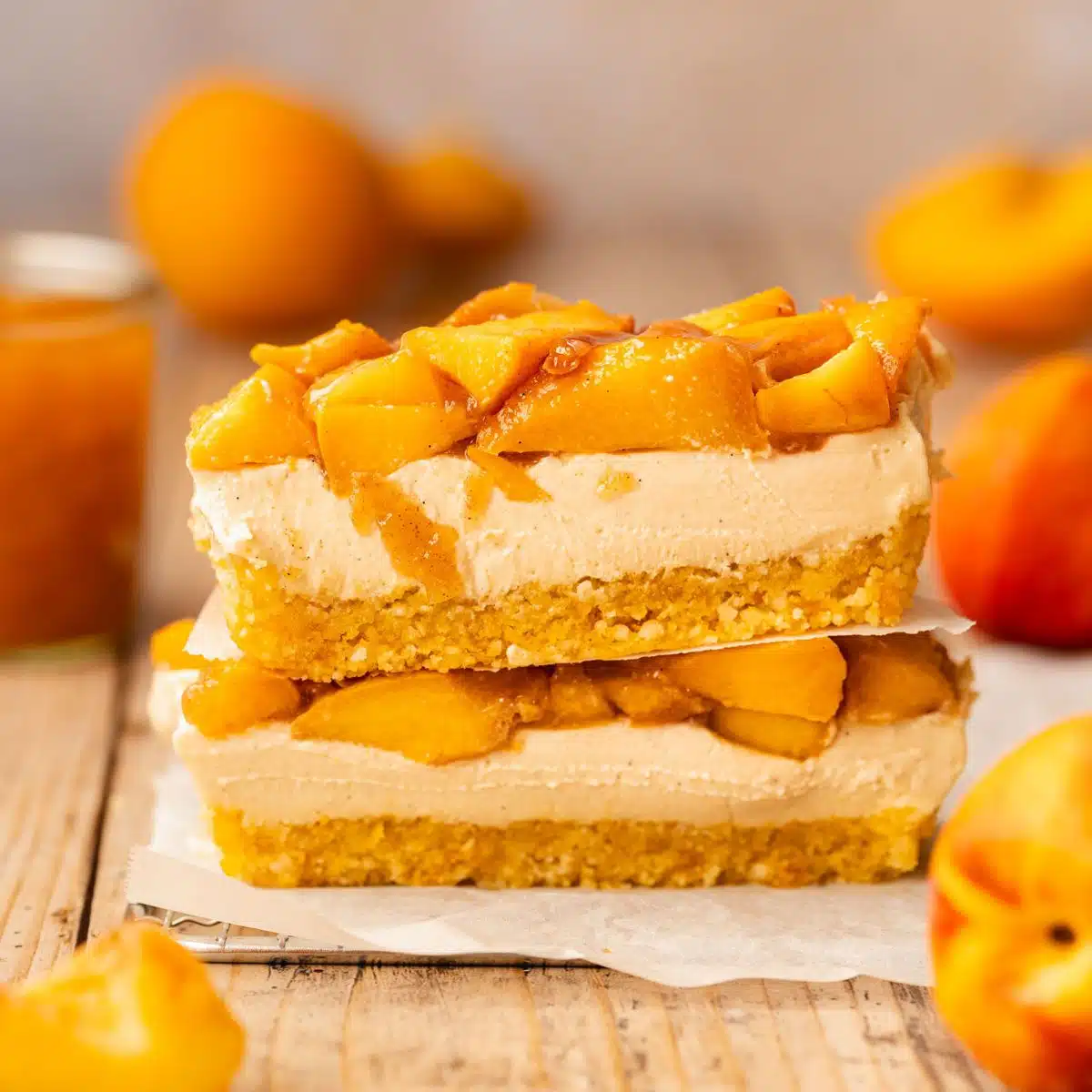 Peach Cheesecake (No Bake, Vegan) - Addicted to Dates