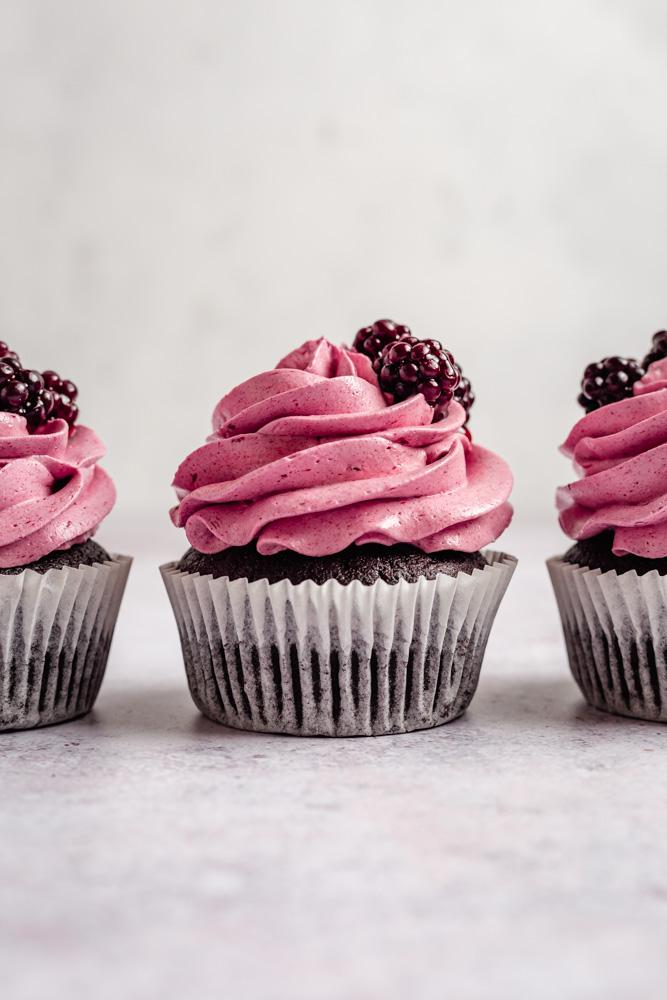 Vegan Blackberry Chocolate Cupcakes - Plantiful Bakery