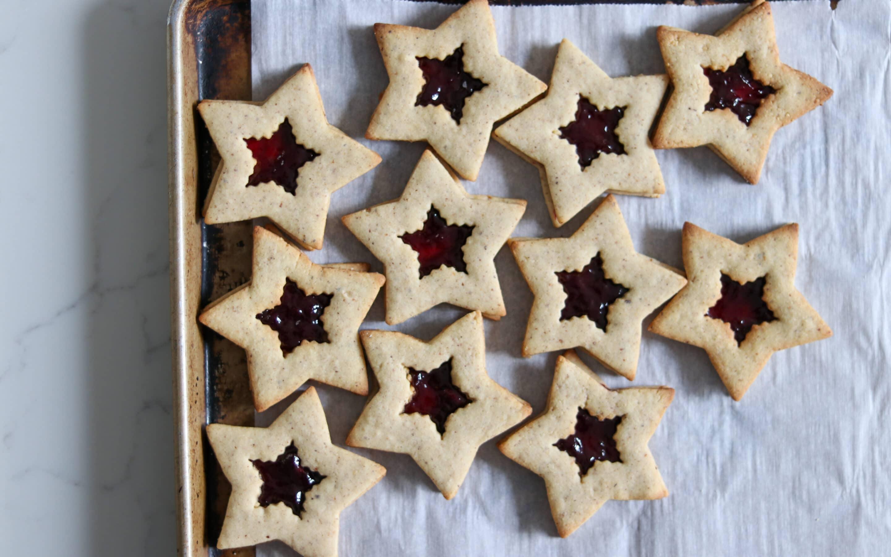 Holiday Cookie Recipes | Hazelnut Marionberry Stars