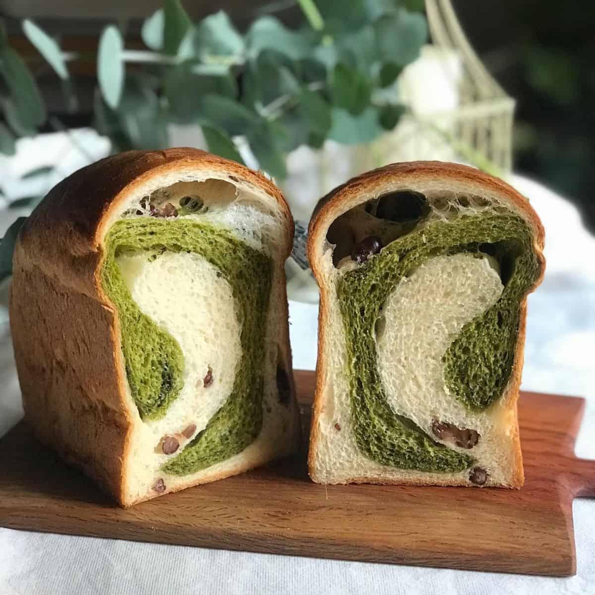 Matcha marble asian bread