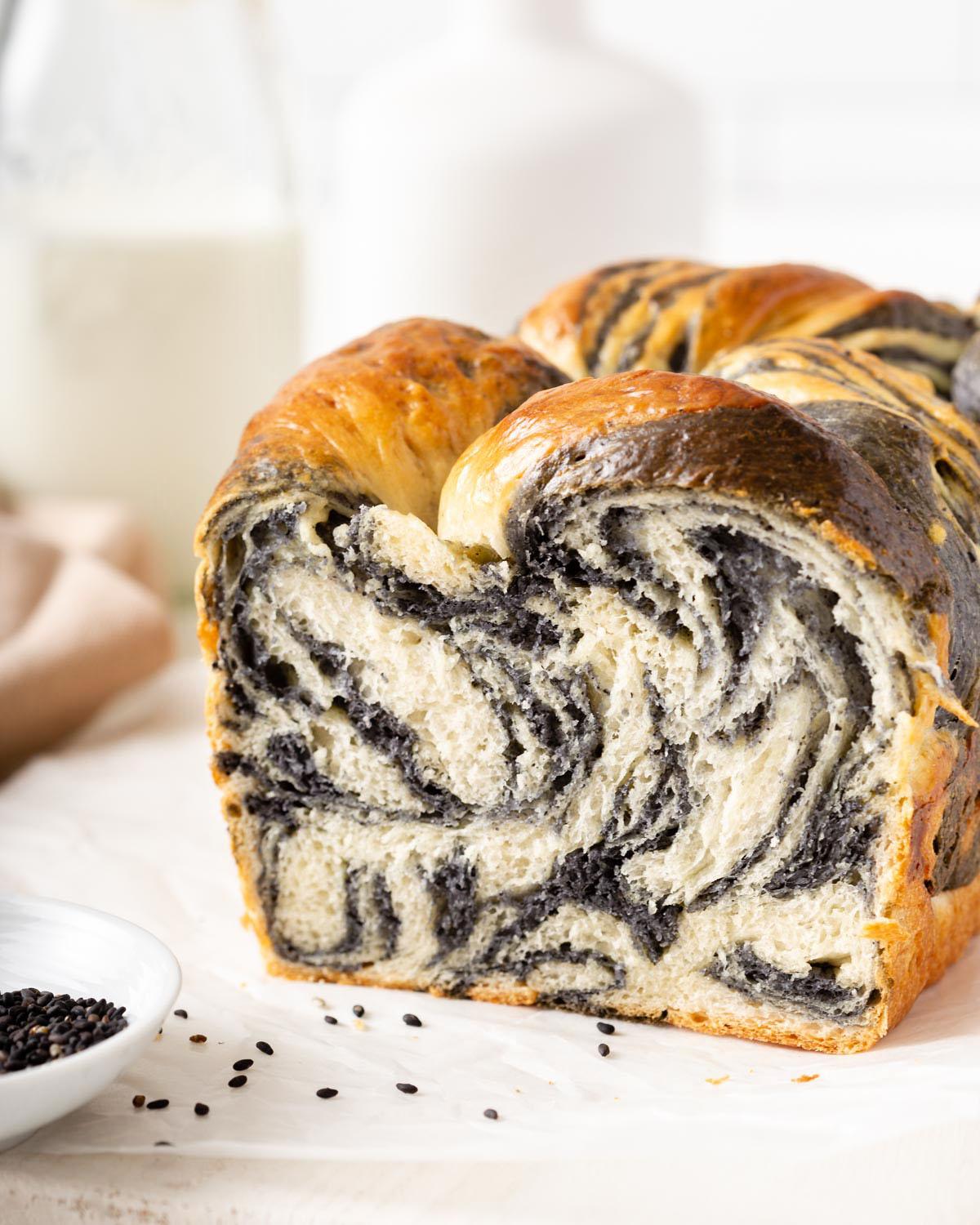 Black Sesame Marble Milk Bread – Takes Two Eggs