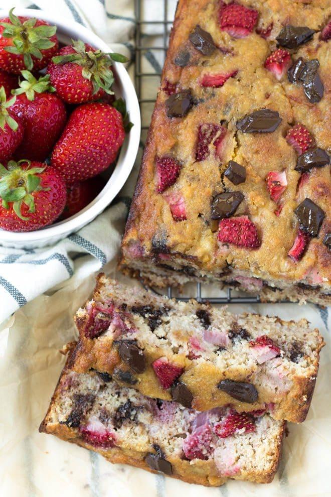 Vegan strawberry and chocolate banana bread Recipe