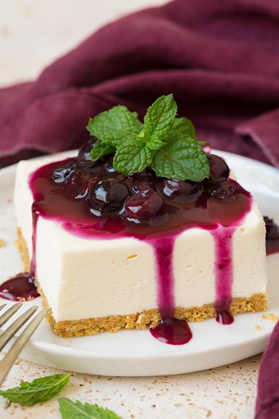 No Bake Cheesecake (with Homemade Blueberry Sauce) - Cooking Classy