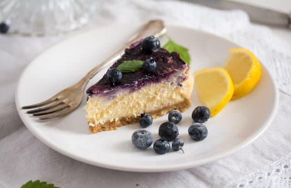 Baked Lemon Curd Blueberry Cheesecake (with Condensed Milk)